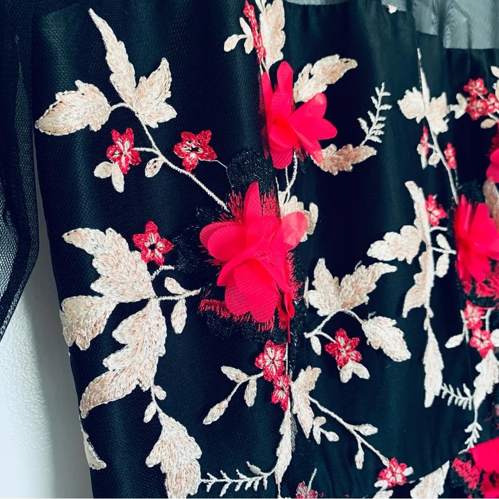 NWOT Alex Marie Embellished Tulle Floral Embroidered Maxi Gown Dress | Size 4 - Image 5