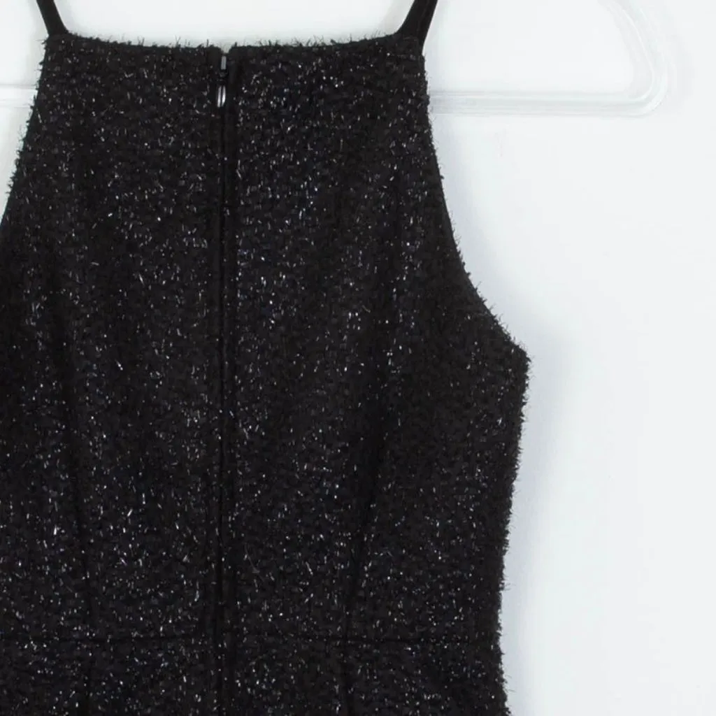 H&M Womens Sleeveless Textured Midi‎ Cocktail Dress Size 2 Black Sparkle Evening - Image 5