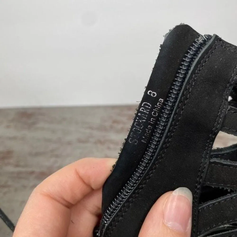 Jeffrey Campbell Stockard Black suede lace up heels 8 Square toe - Image 4