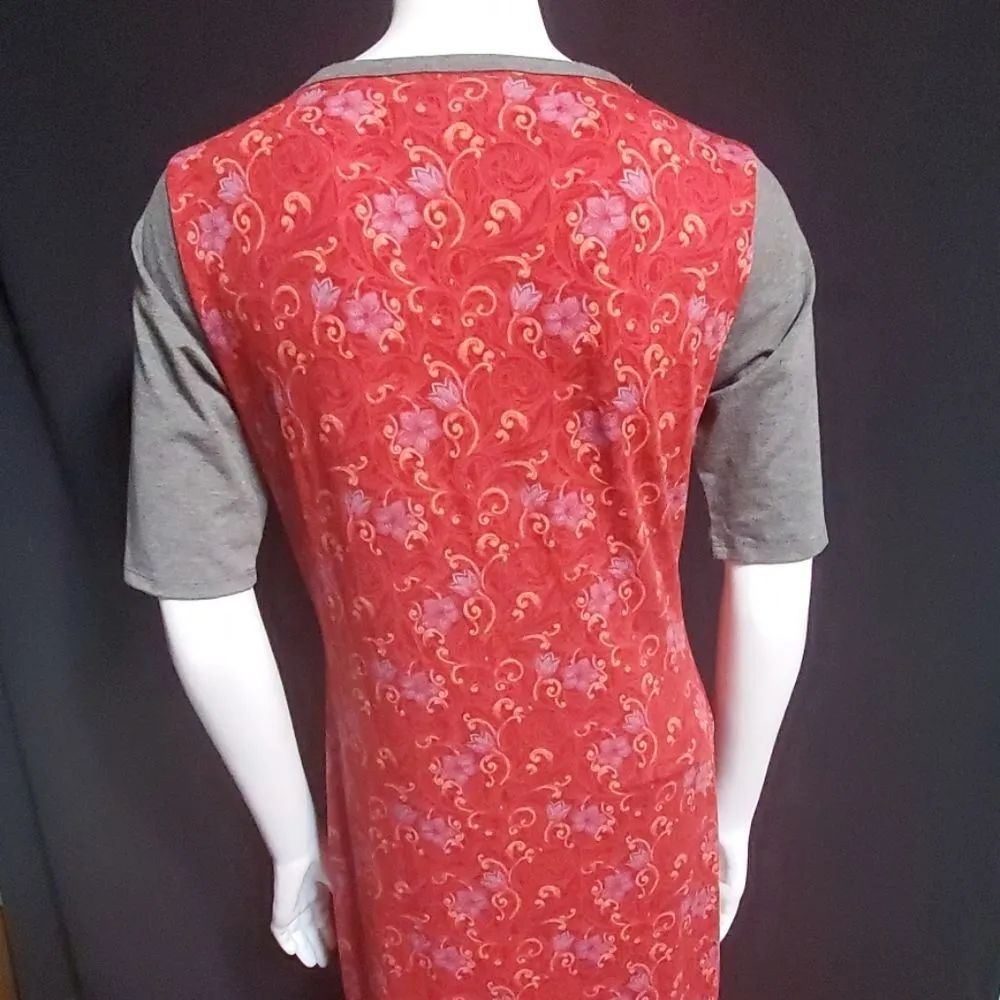 LuLaRoe Julia Red, Purple, & Gray Floral Dress (Small) - Image 5