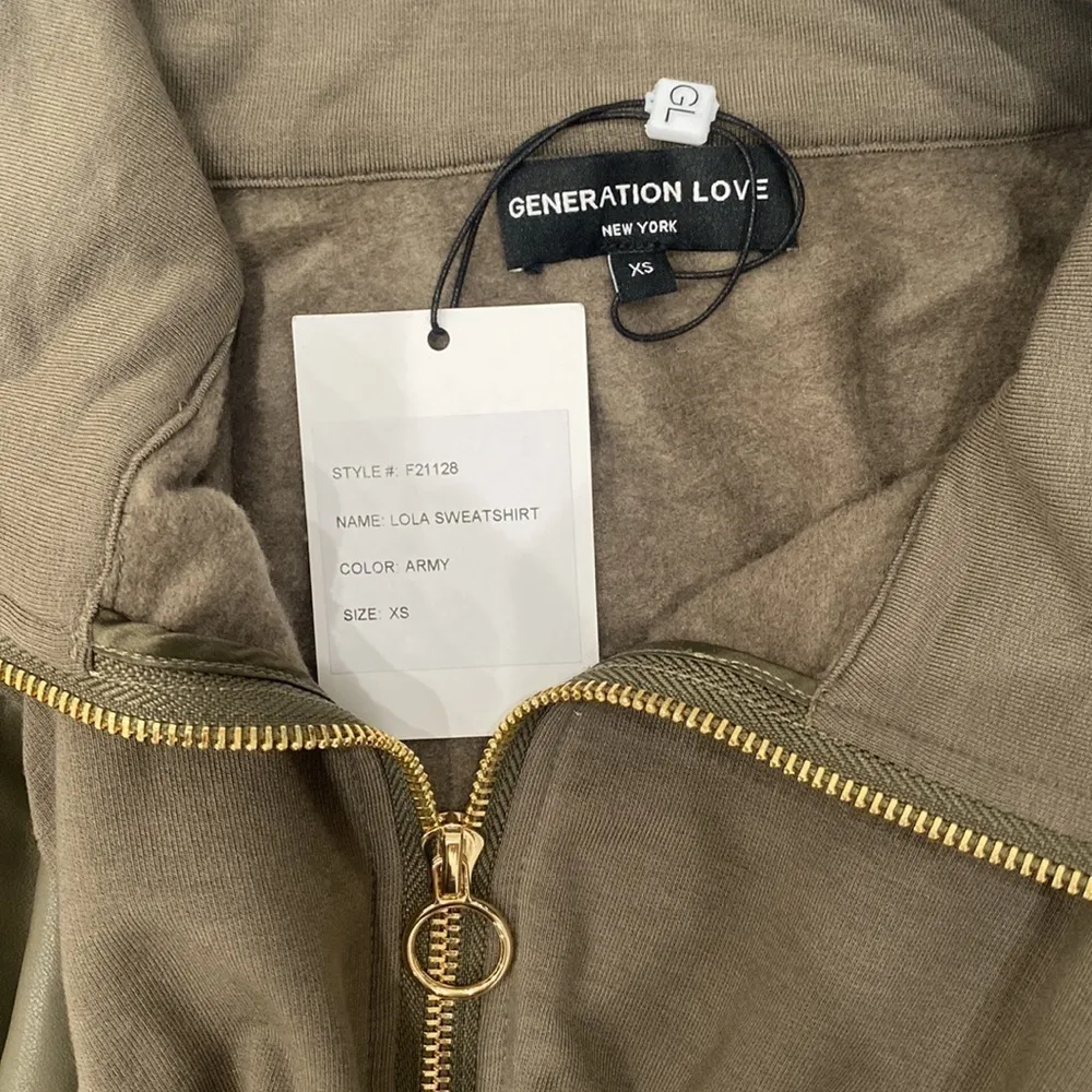 NWT Generation Love Lola Sweatshirt Army Green XS - Image 3