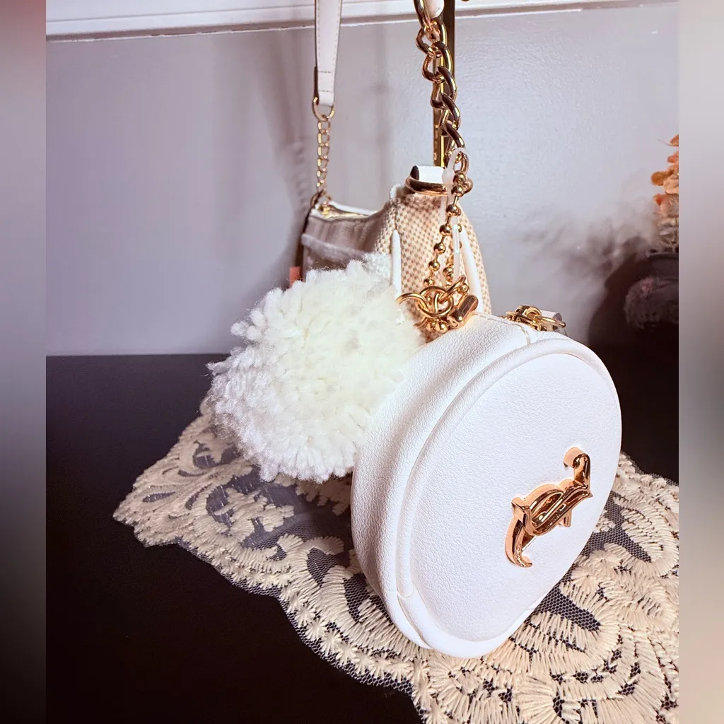 Juicy Couture Beige Chenille Logo Baguette Shoulder Bag w Coin Pouch NWT - Image 3