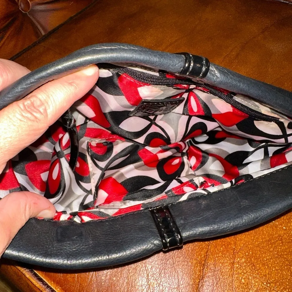 GUC  VINTAGE FOSSIL  BLACK LATHER CLUTCH 12x5x1  inch - Image 6