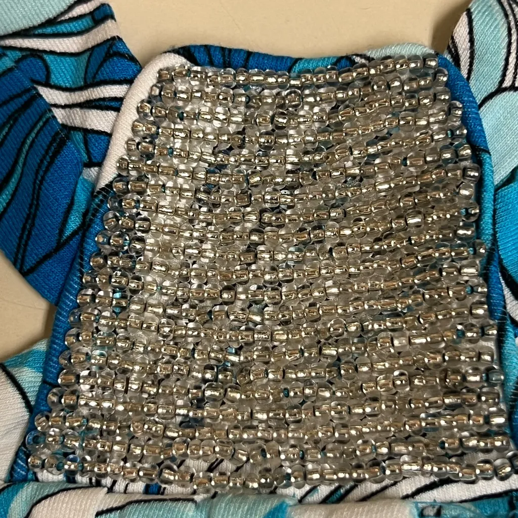 New York and Company Blue and White Sleeveless Maxi Dress - Image 4