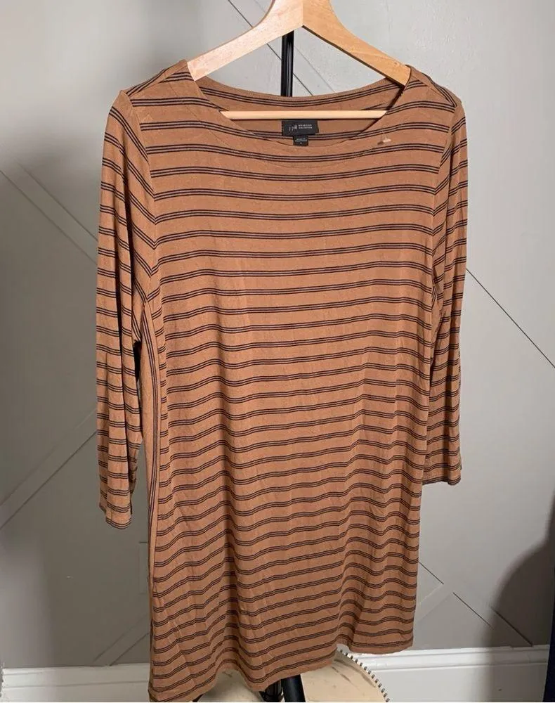 J. Jill Brown Black Striped Long Sleeve Dress Size Large - Image 7