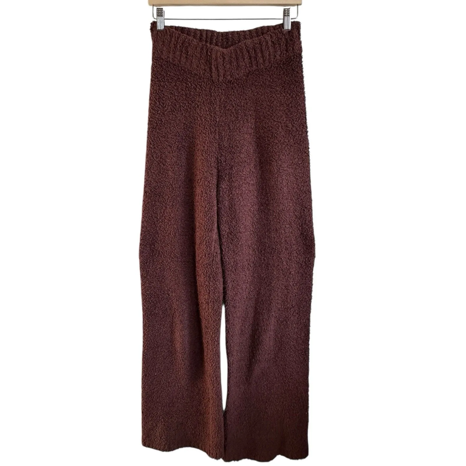 Skims Brown Cozy Knit Wide Leg Lounge Pants Garnet Bouclé Size S/M Size M - Image 4
