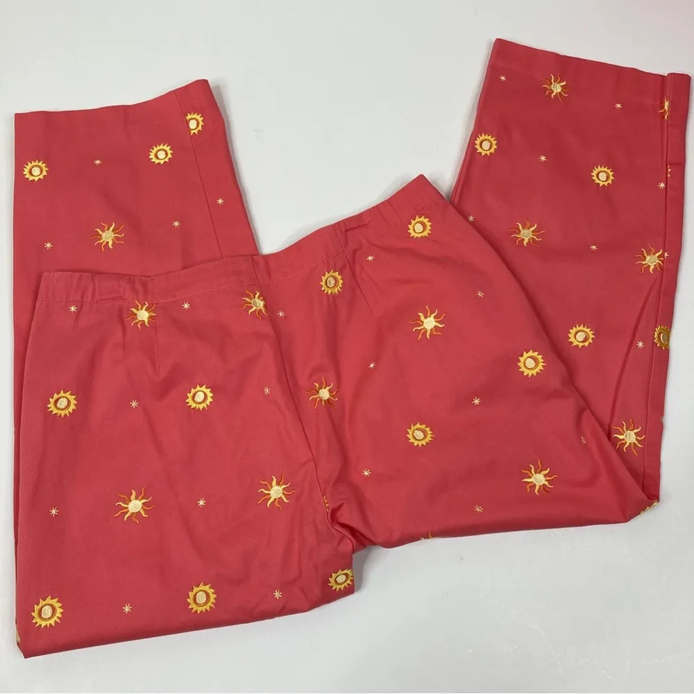 Northern Isles | Vintage 100% Cotton Embroidered Sun Pattern Chino Pants 12 - Image 6