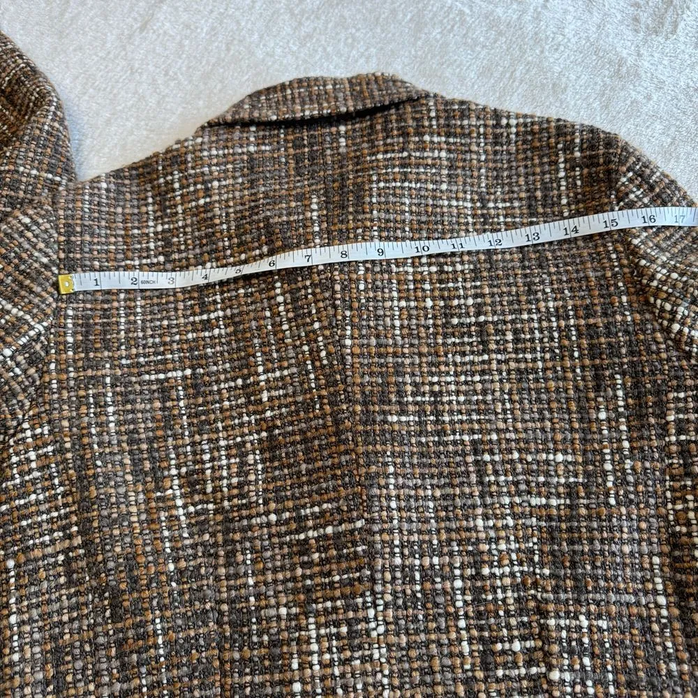 Perry Ellis Tweed Blazer Jacket Womens Sz 12 Brown Wool Blend Preppy Career Work - Image 10