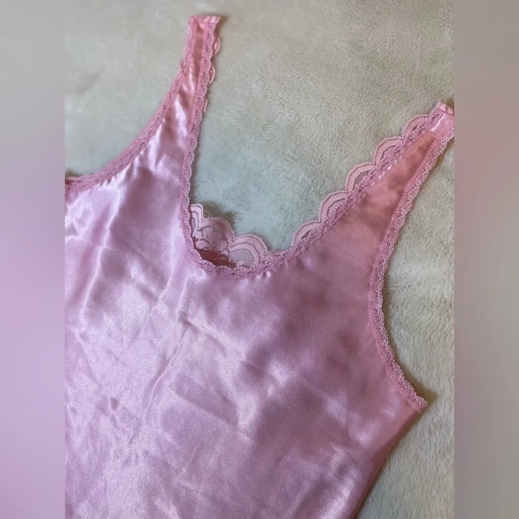 MaidenForm Vintage Chantilly Pink Lace Cami Size 3 / Small 16.5in Ptp - Image 5