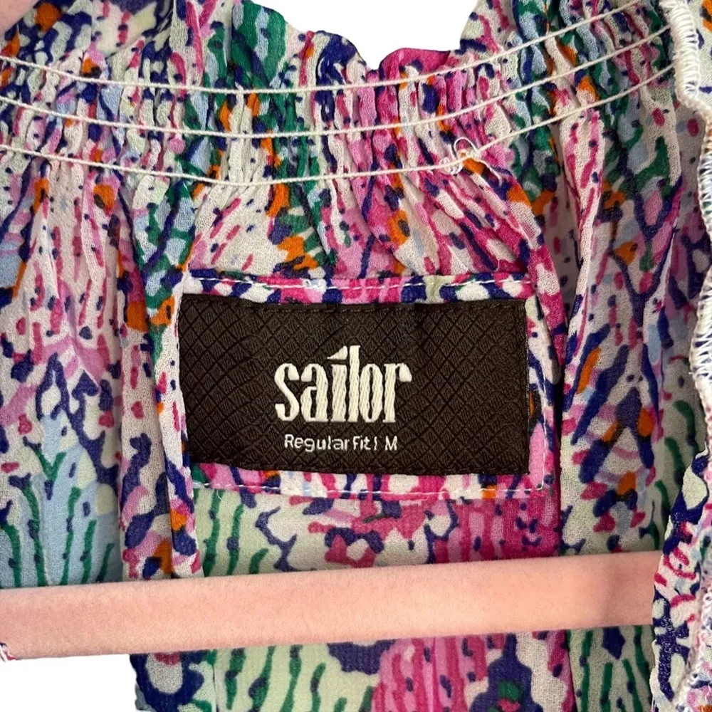 Sailor Abstract Modest Maxi Tiered Dress Size M - Image 6