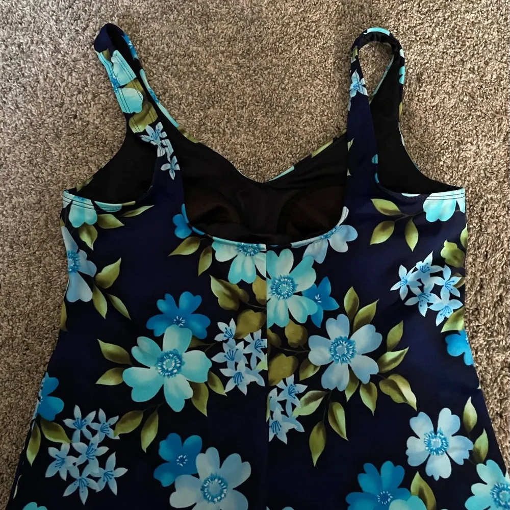 Vintage Lands end 90s Tankini Top floral swim top Has built-in padding size 10 - Image 2