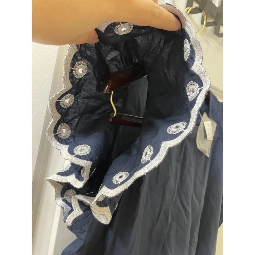 J Crew Tiered embroidered ruffle-sleeve dress 100% cotton slip lined pockets M - Image 7