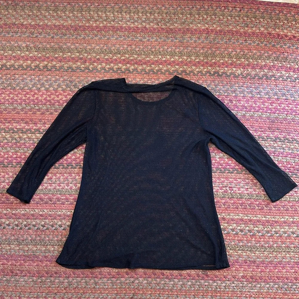 BLACK FISHNET MESH SWIM COVER UP Size M - Image 3