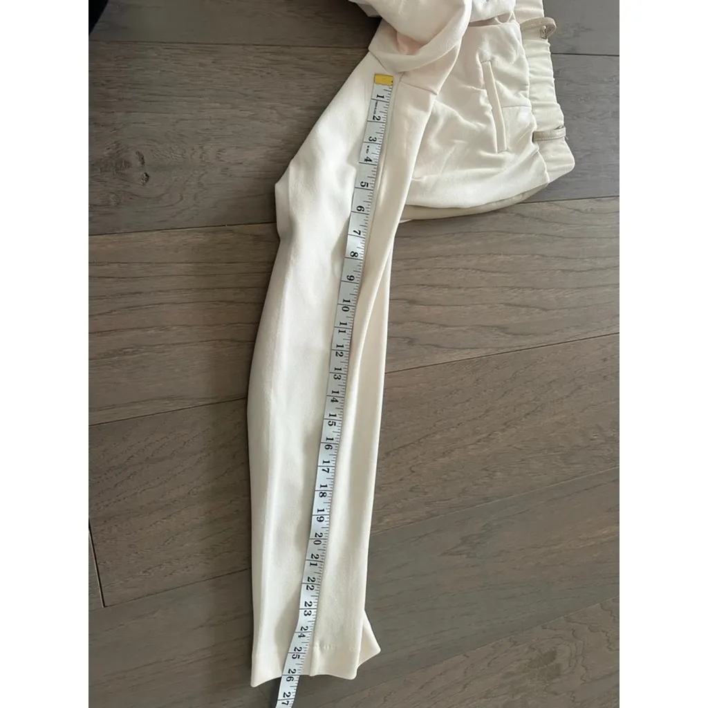 Women's BBJ Los Angeles Ankle & Cropped Pants S Cream Tan Leather Stripe - Image 7