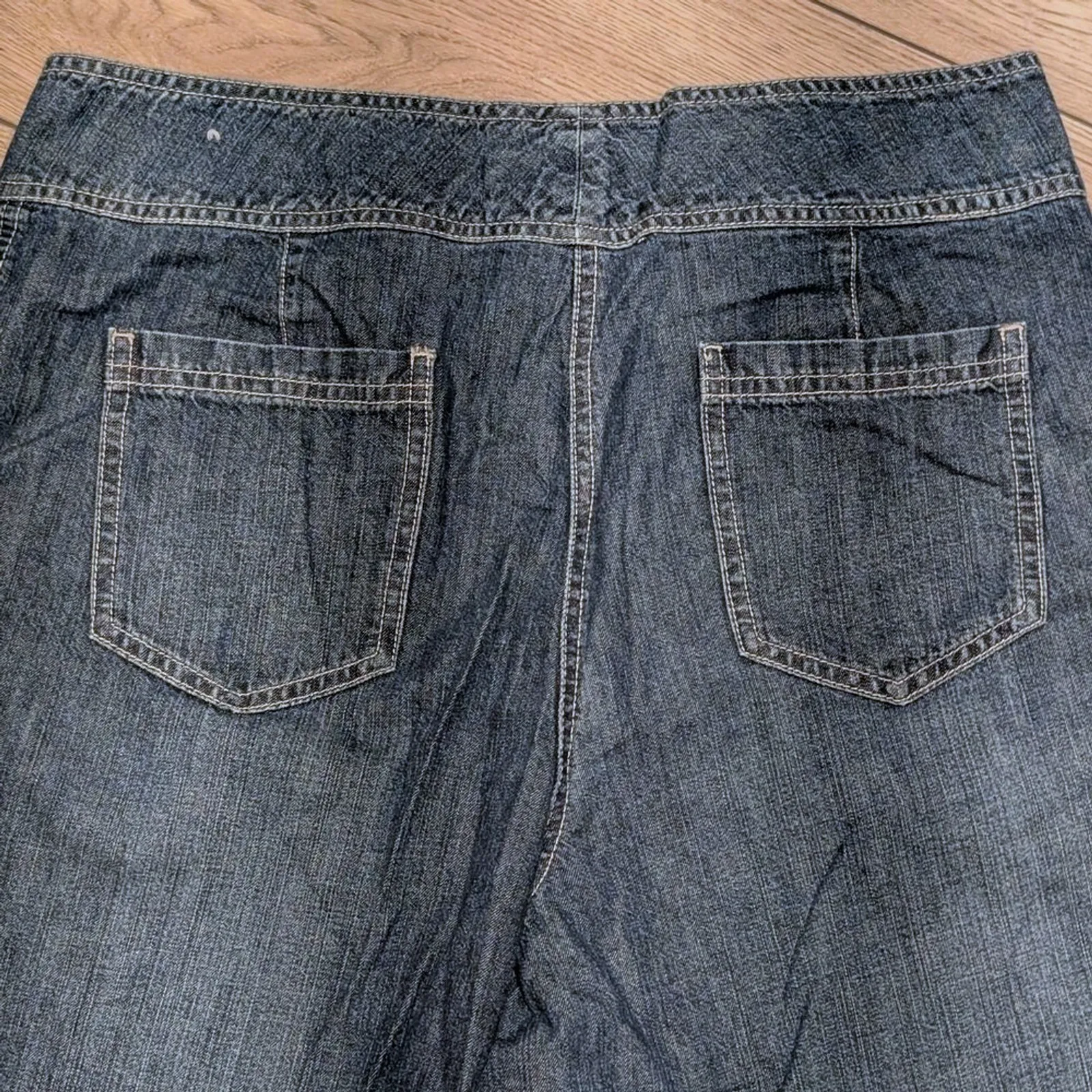 Chico's Platinum Jeans 2 Large 12 Denim Wide Leg Gauchos Crop Pants NWT NEW‎ - Image 4