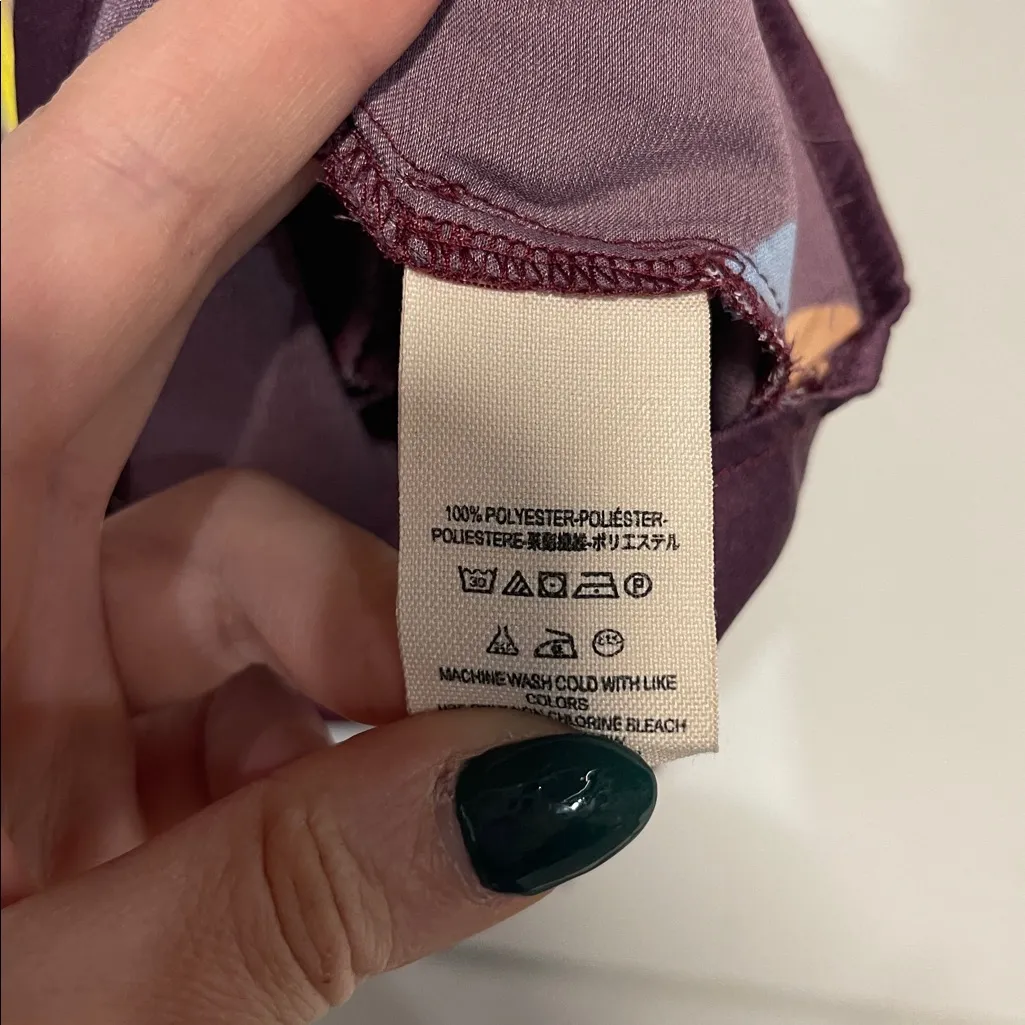 FREE PEOPLE DREAM FREE TUNIC BLOUSE PURPLE FLORAL XS - Image 6