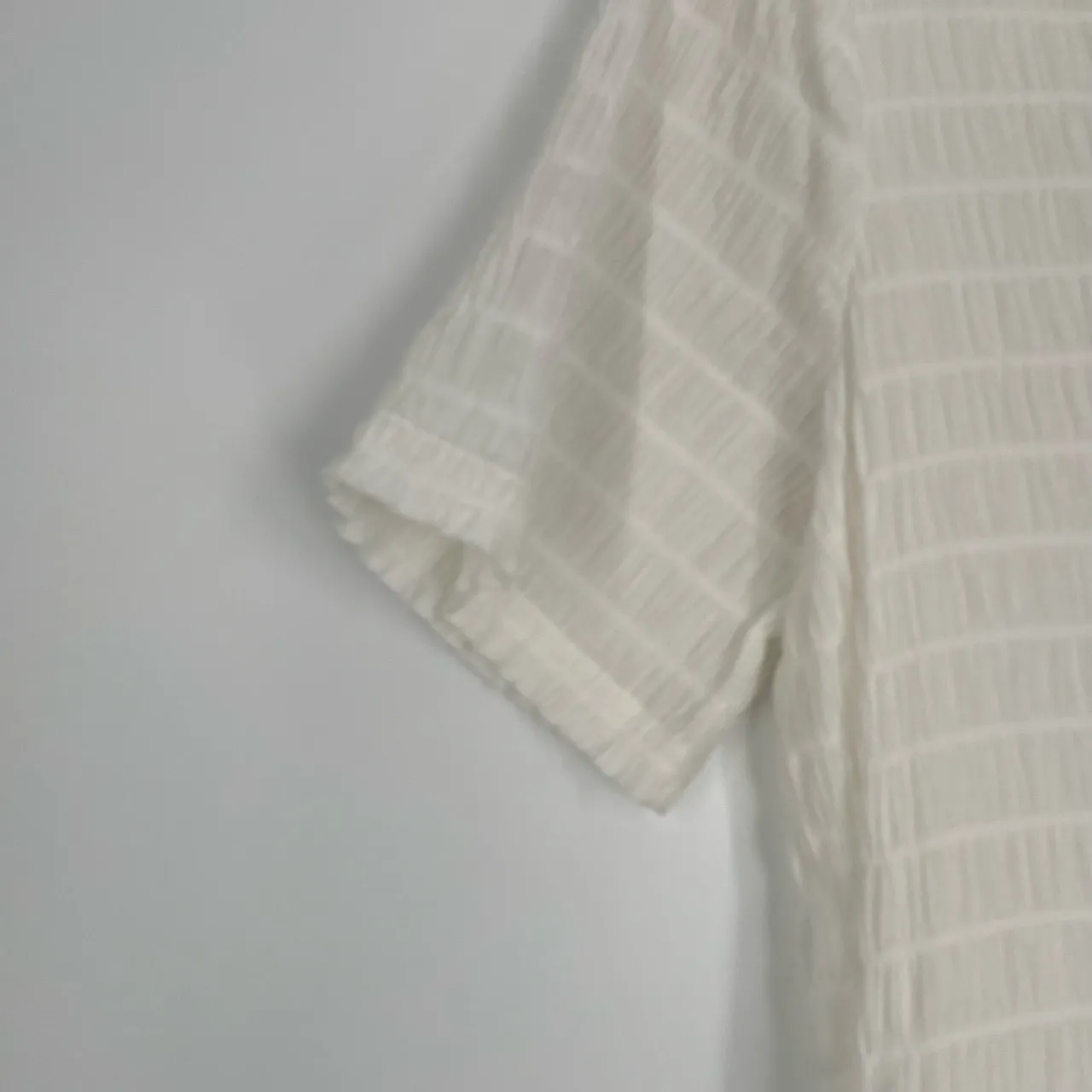 FRNCH‎ Women's White Woven Crinkled Collar Button Down Shirt Midi Dress Size XS - Image 5