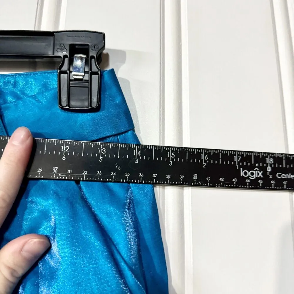 NASTY GAL Pants Women Size 4 Blue Metallic Wide Flared Leg High Waisted Retro - Image 5