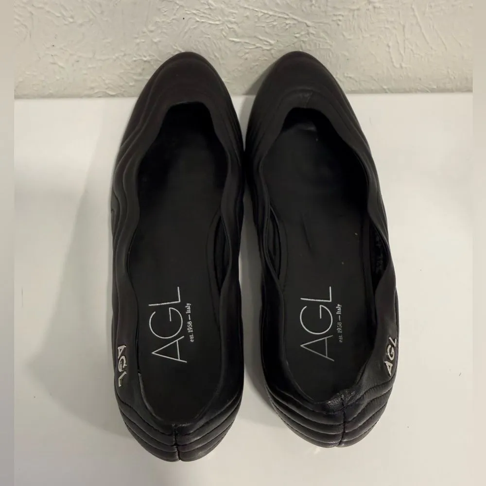 AGL Attilio Giusti Leombruni Denise Quilted Ballet Flats Black 36.5 (6.5) EUC - Image 3