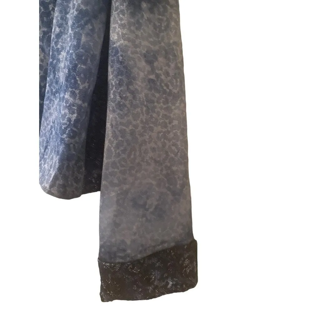 Alberto Makali Women's Blue Silver Thread Studded Collar Ruffle Hook & Eye Front - Image 6