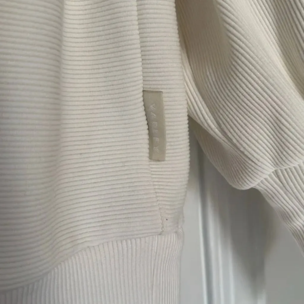 Varley Vine Half Zip  Pullover Ottoman Rib Knit Oversized Spread Collar Ivory - Image 7