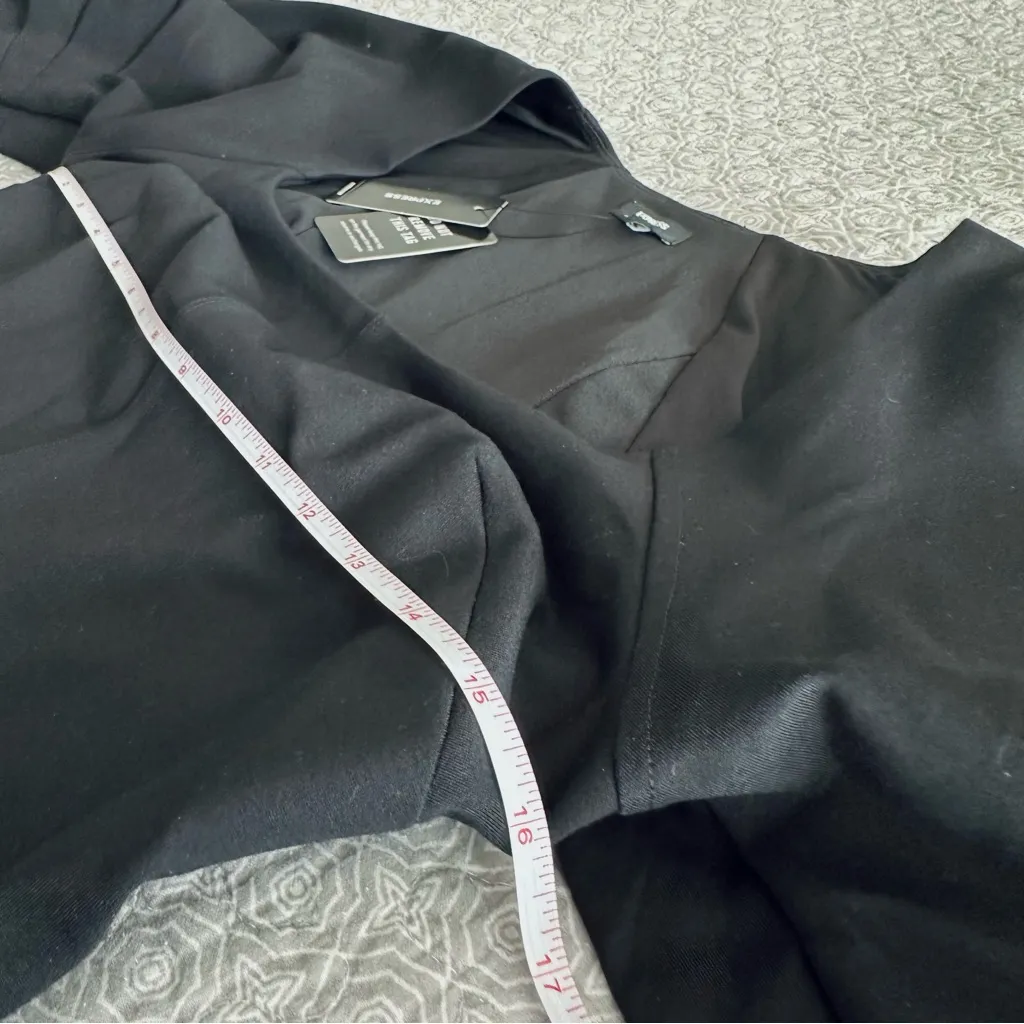 NEW! Express Black Fitted Ponte Square Neck Puff Sleeve Bodysuit Size S - Image 11