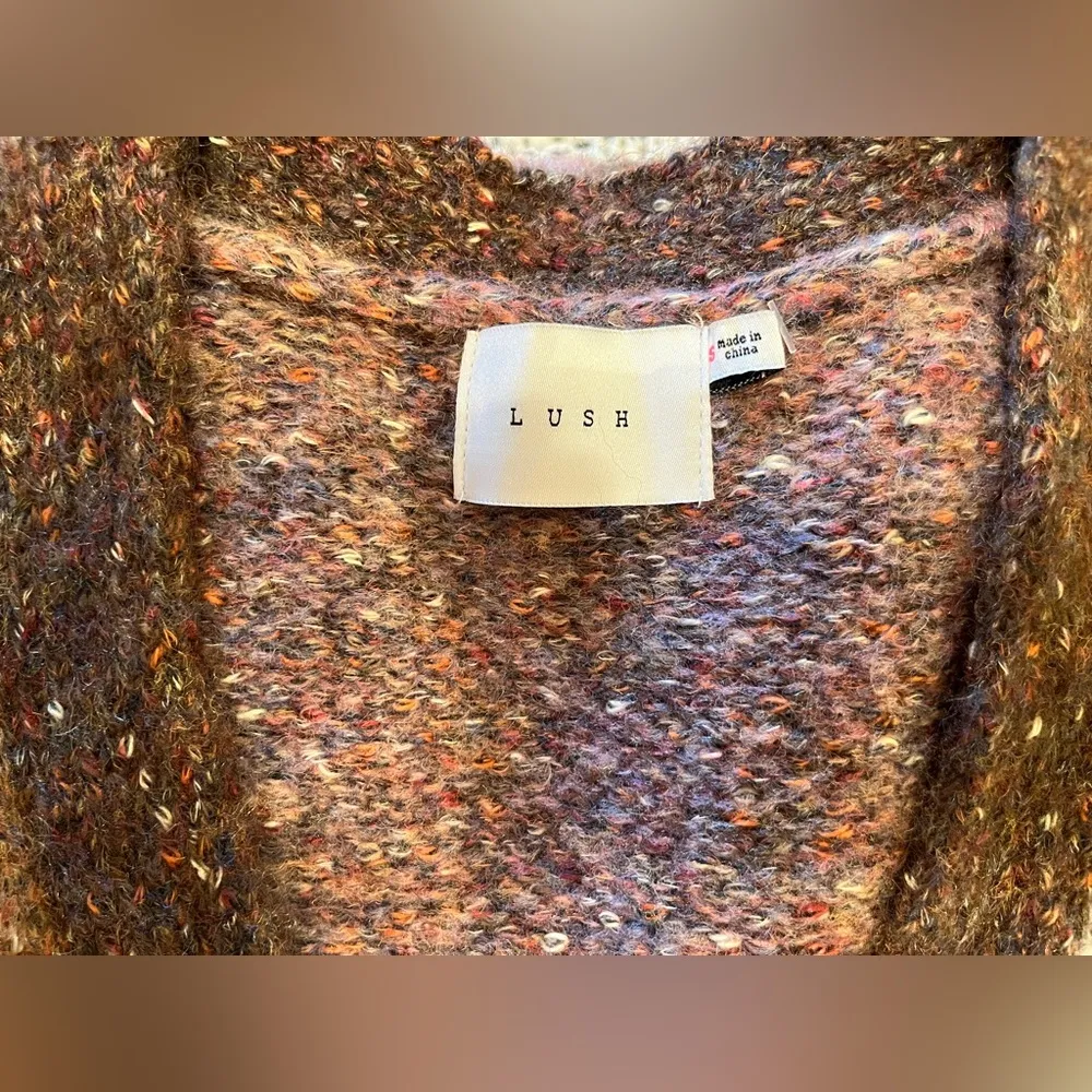 Lush Women’s Colorblock Button-down Cardigan Sweater Pink Brown Size S, NWOT - Image 6