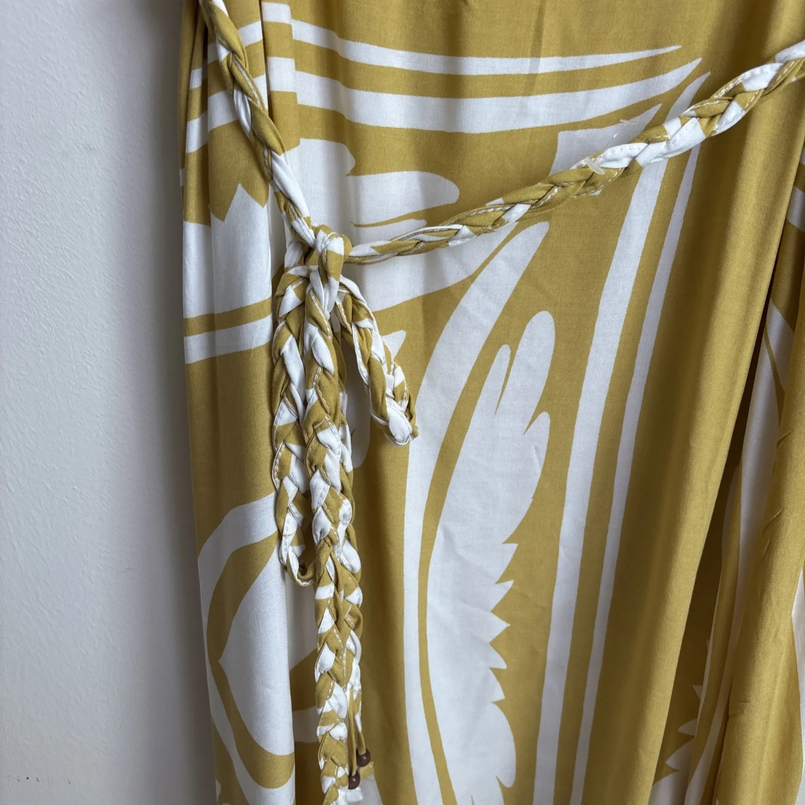 Jolie and Joy Womens Dress Sz 3X Plus Yellow Print Lightweight Belted Midi - Image 8