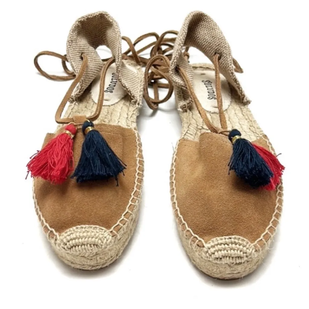 Soludos  ankle wrap suede tassel espadrilles size 7 EUC - Image 3