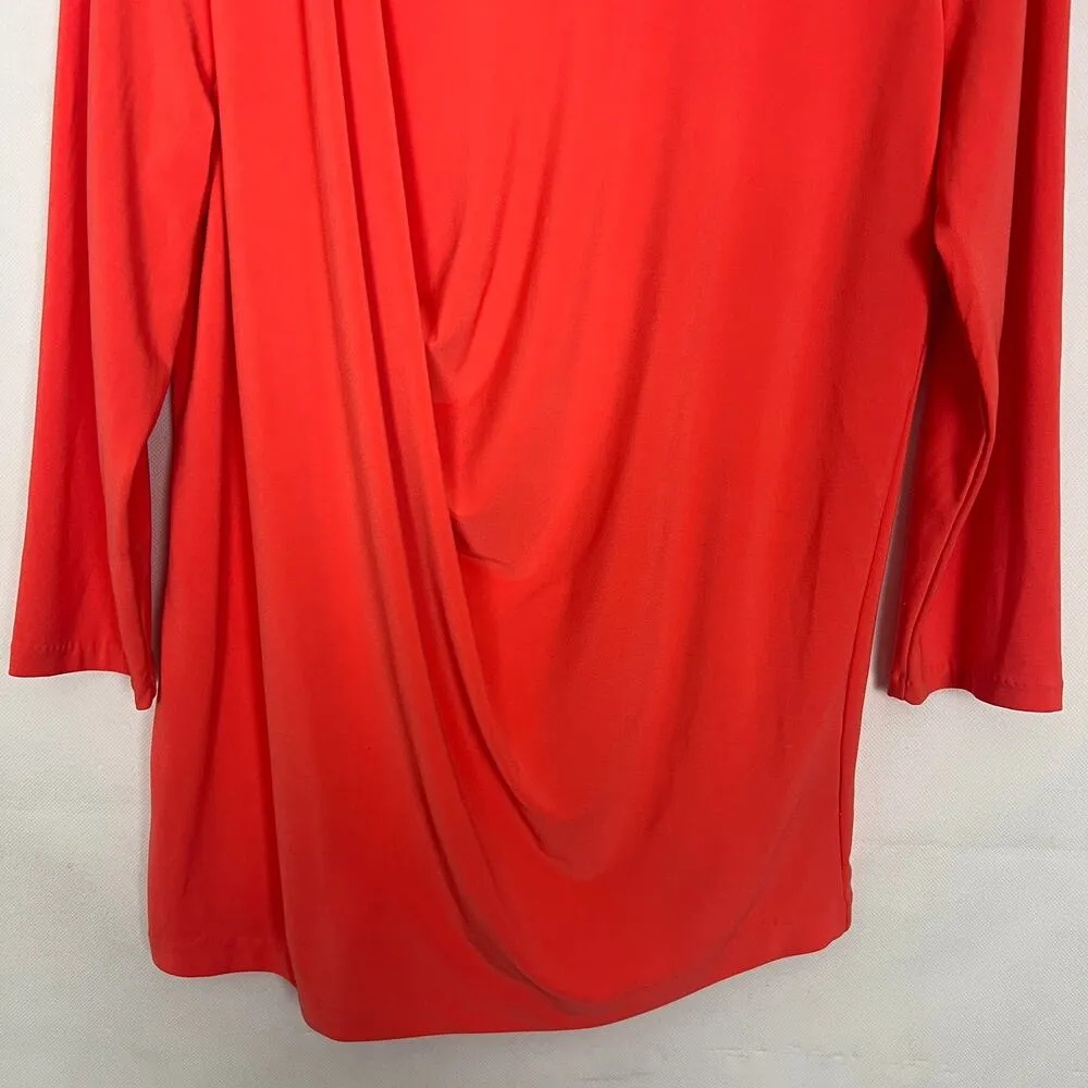 Vince Camuto Top Womens Large Career Office Business Casual Tomato Girl Colorful - Image 4