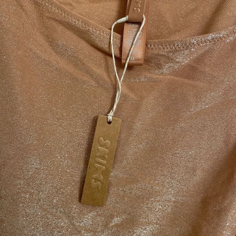 SKIMS Shimmer Glitter Nude Ochre Cami Thong Bodysuit, 3X NWT - Image 5