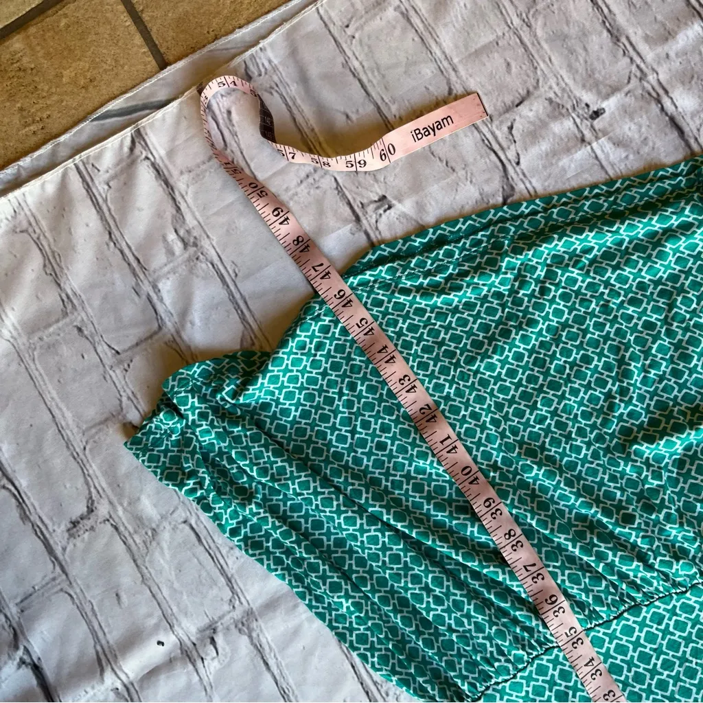 Michael Kors Strapless Maxi Dress Geometric Print Large Tube Maximalist Euc Knit Green - Image 5