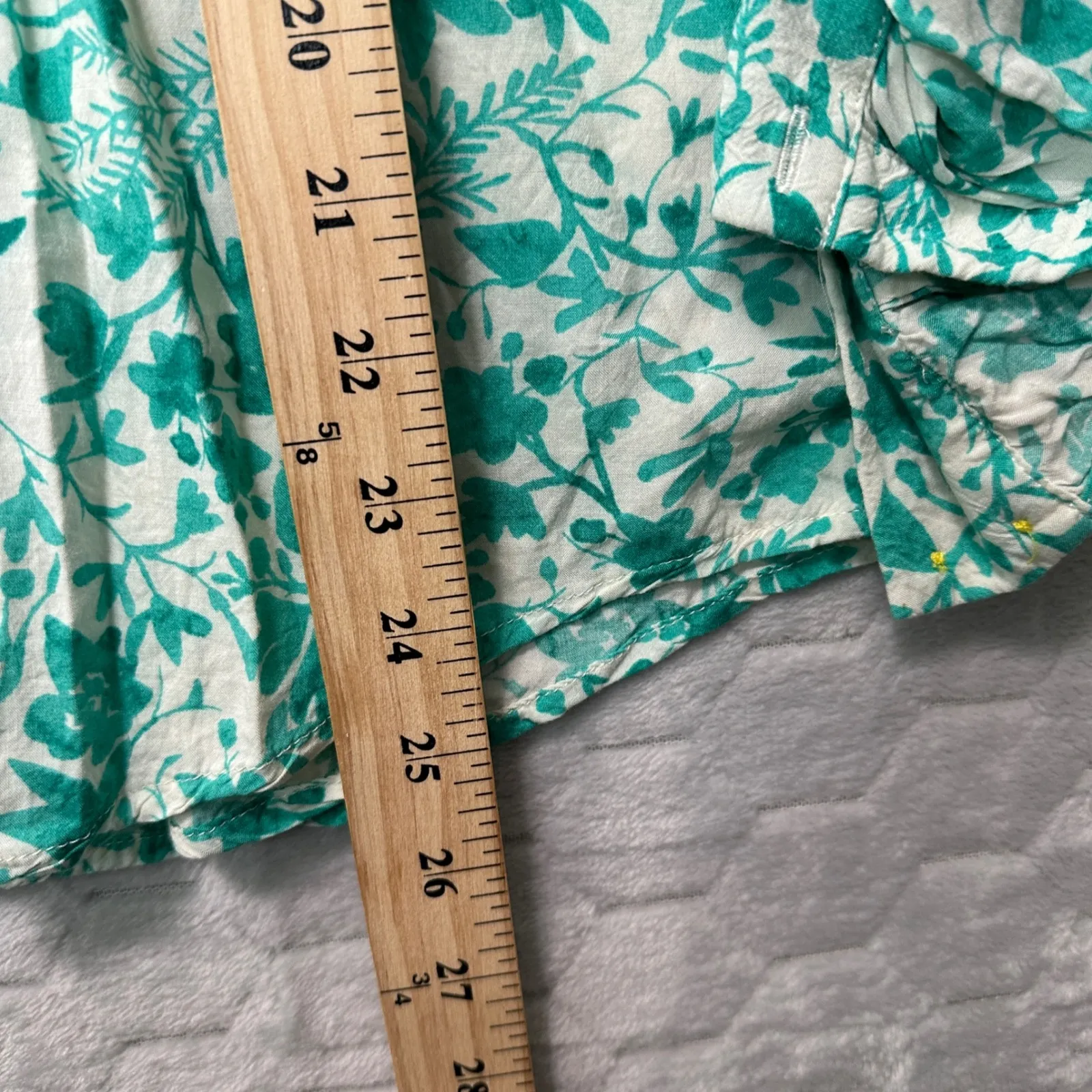 Maeve Anthropologie Green Floral Print Button Up Shirt Womens S Boho Cottagecore - Image 7