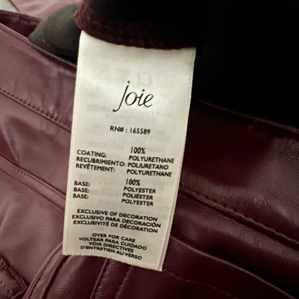 Joie Burgundy Vegan Leather Pants - Image 7