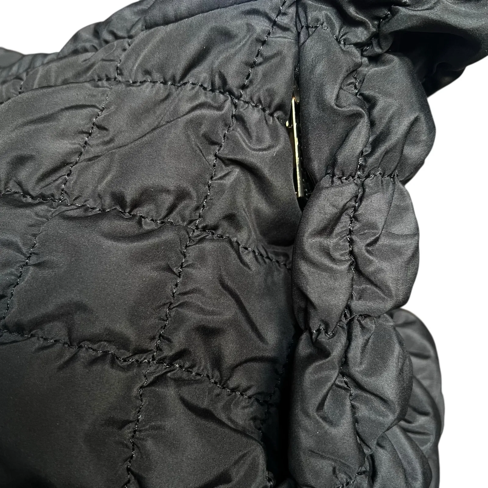 Black Quilted Puffer Shoulder Crossbody Hobo Bag - Image 9