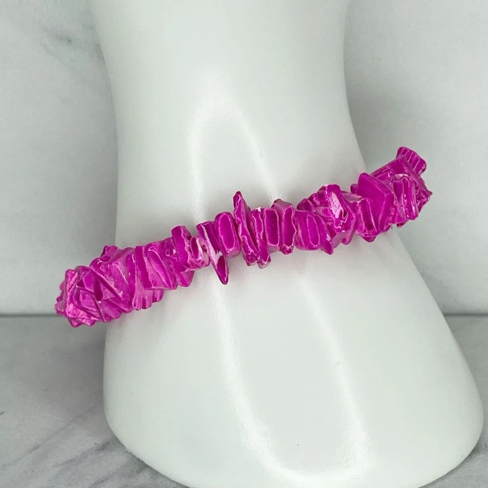 Pink Purple Puka Shell Beaded Screw Clasp Bracelet - Image 9