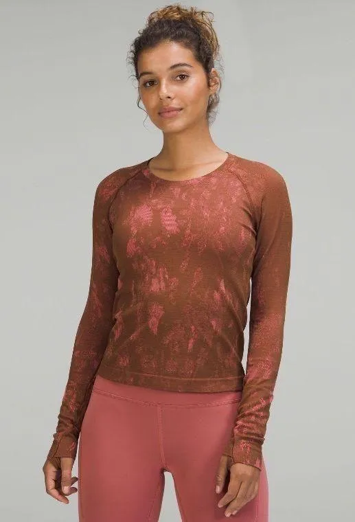 Roasted Brown / Brier Rose Swiftly Tech Long Sleeve Shirt Size 2 - Image 5