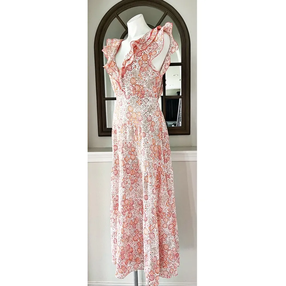 Poupette St Barth Della Long Dress, Pink Ceramique Size L New w/Tag - Image 7