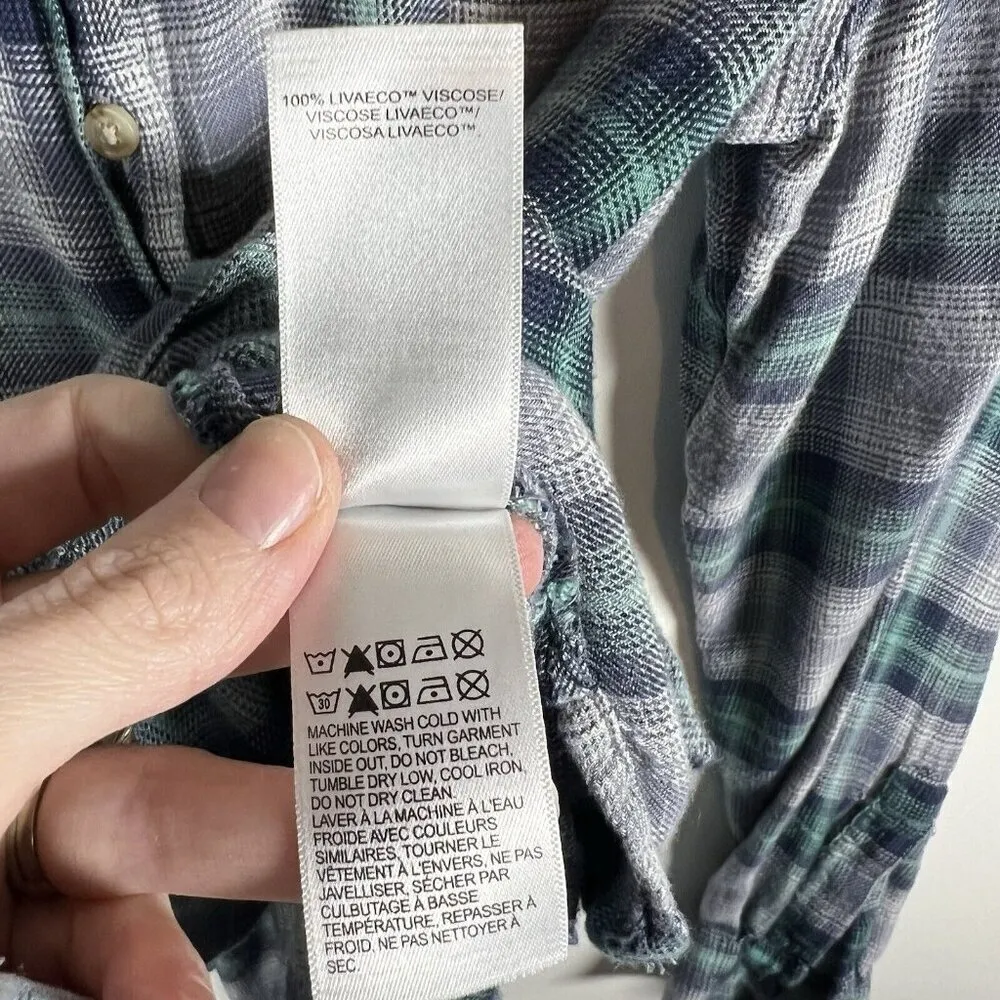 Lucky Brand Womens Green Purple Plaid Button-Up Flannel Shirt‎ Women’s Size M - Image 8