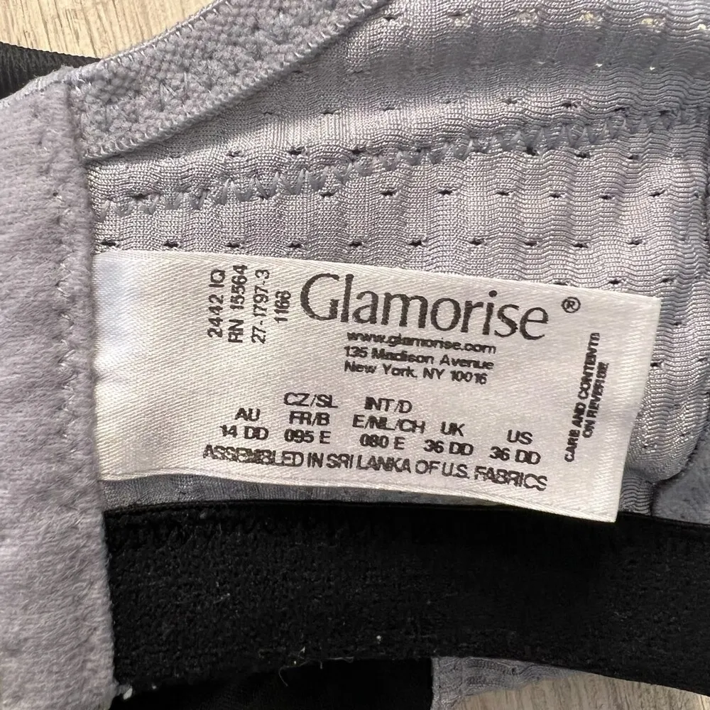 Glamorise Magic Lift Double Layer Sports Bra Grey Black Size 36 DD - Image 3