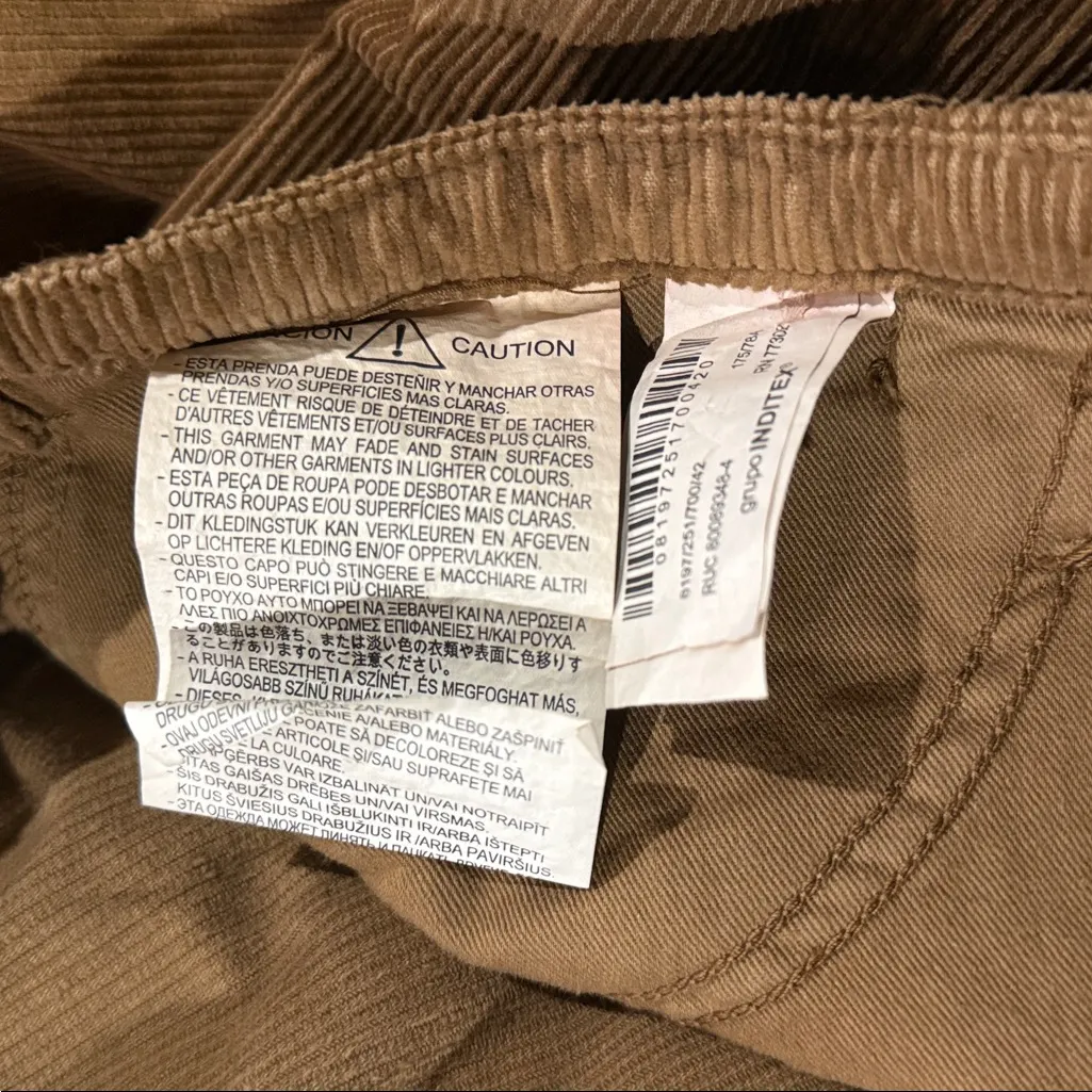 NWOT Zara drawstring corduroy pants Belted Chocolate brown 10 Wide Leg - Image 7