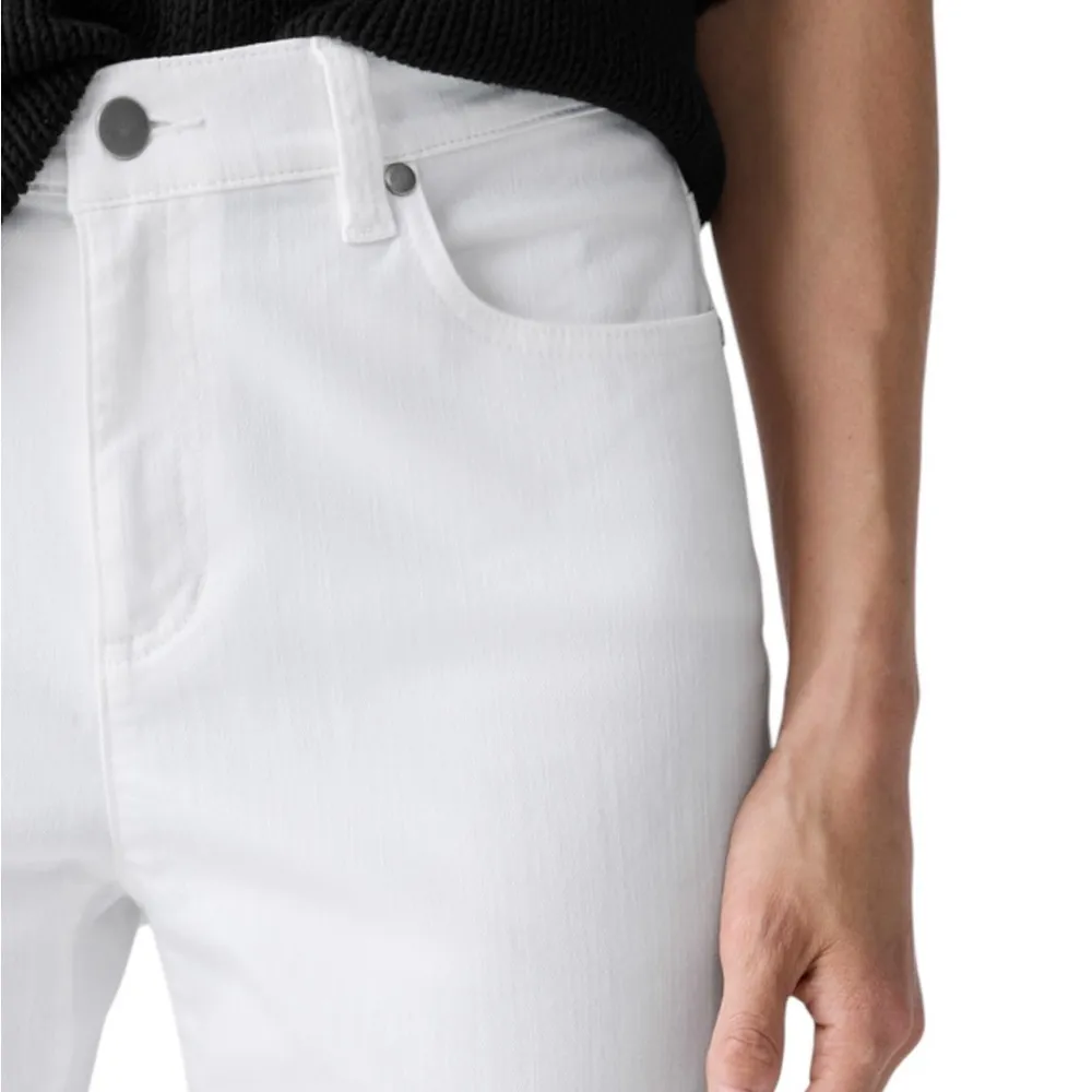 EILEEN FISHER HIGH RISE WHITE STRETCHY STRAIGHT LEG JEANS 8 - Image 4