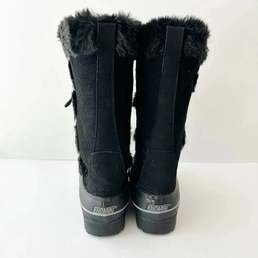 KHOMBU Nordic 2 Waterproof Lace-up Fur Boots Black‎ Size 6 - Image 3