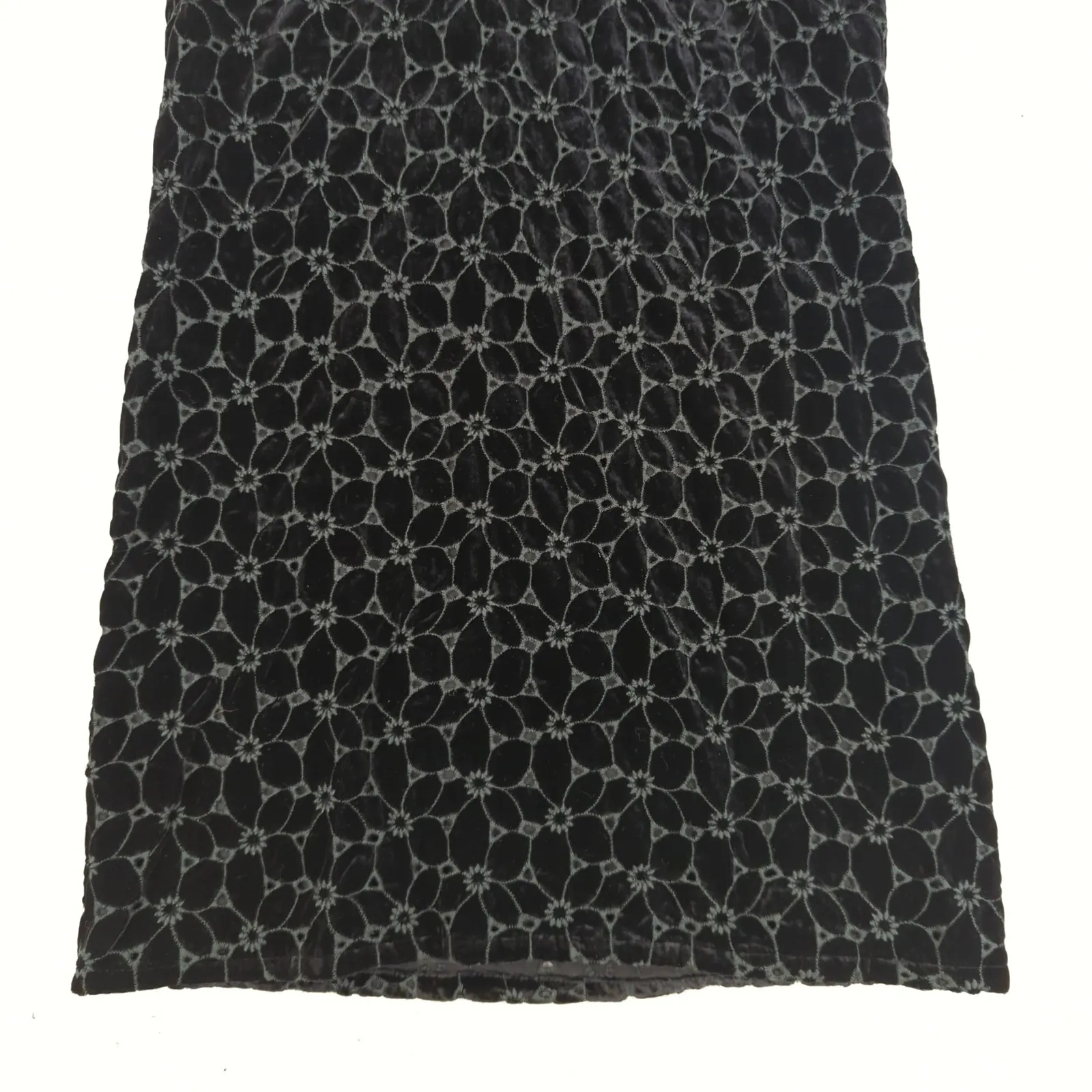 Free People Velvet Mini Dress Black Floral Beaded Sleeves Size 6‎ Eyelet Flapper - Image 4