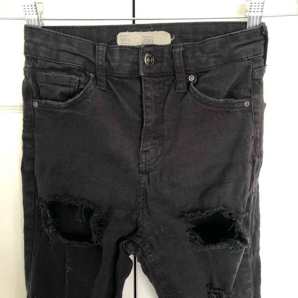 Topshop Jamie Moto Black Distressed Skinny Jeans Size 26 - Image 2