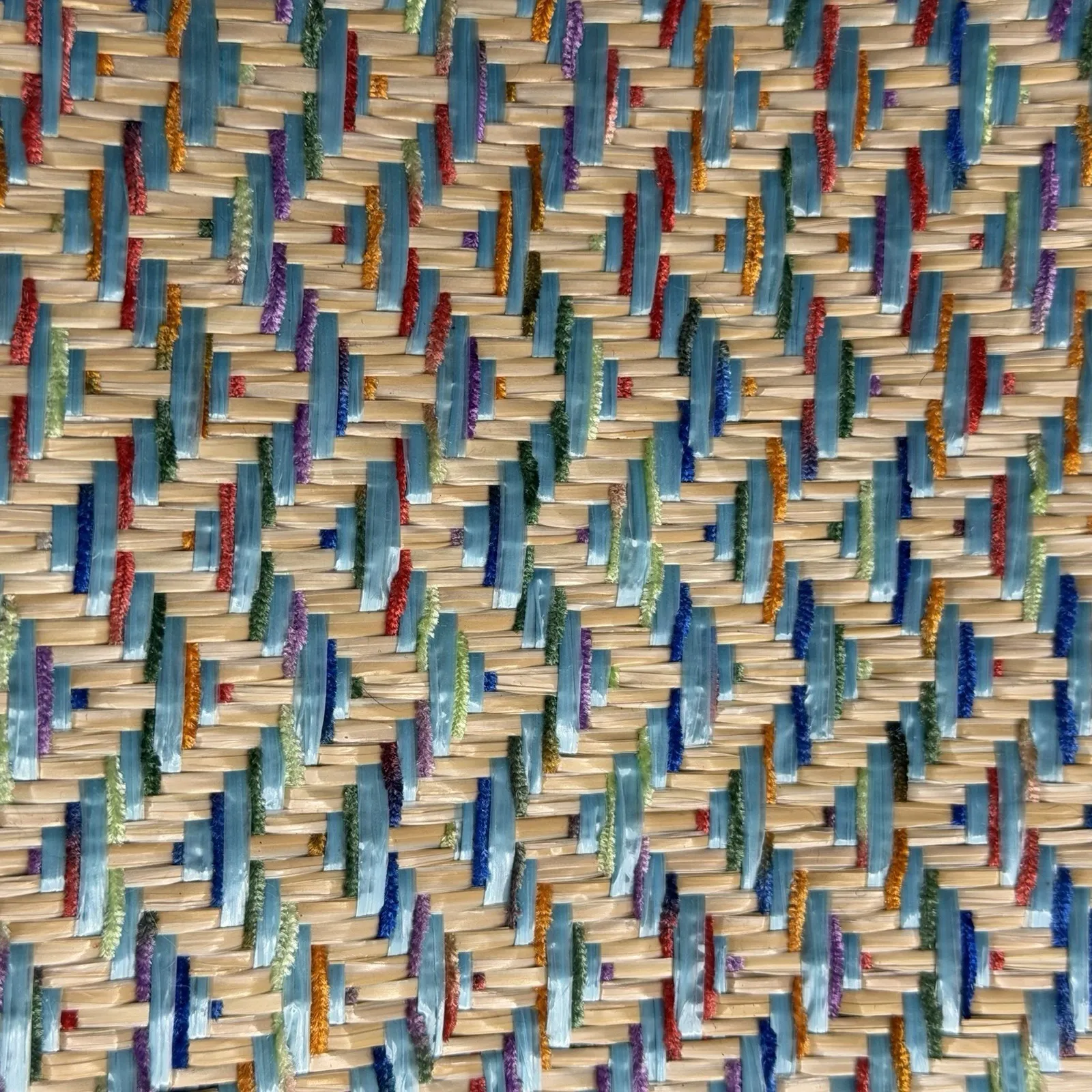 Lancome Cosmetic Bag Woven Blue Multicolored Tasseled Make Up Bag Travel Storage - Image 5