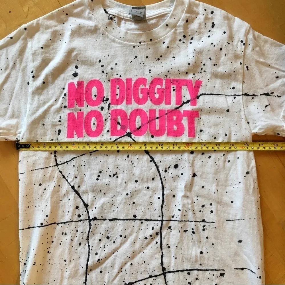LAST CHANCE! “No Diggity, No Doubt” Cotton Tee, White, Black, Neon Pink, Size S - Image 5