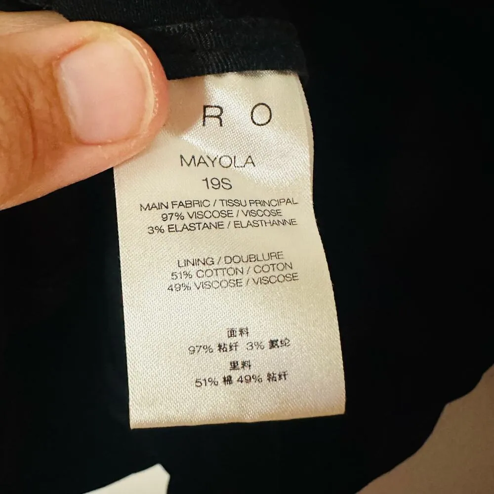 IRO Black Single Button Shoulder Pads V-Neckline Blazer Mini Dress Size Medium - Image 11