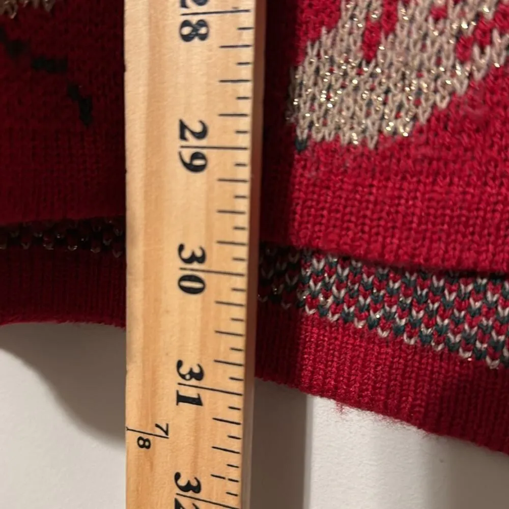 Vintage Mathias women's size 1X Christmas sweater metallic floral gold red vines - Image 6