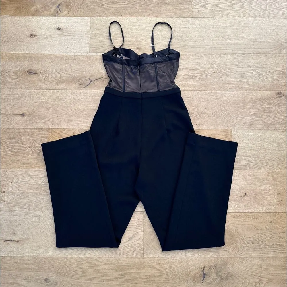 House of CB London - Samirah Mesh & Satin Jumpsuit in Black & Nude - Image 5